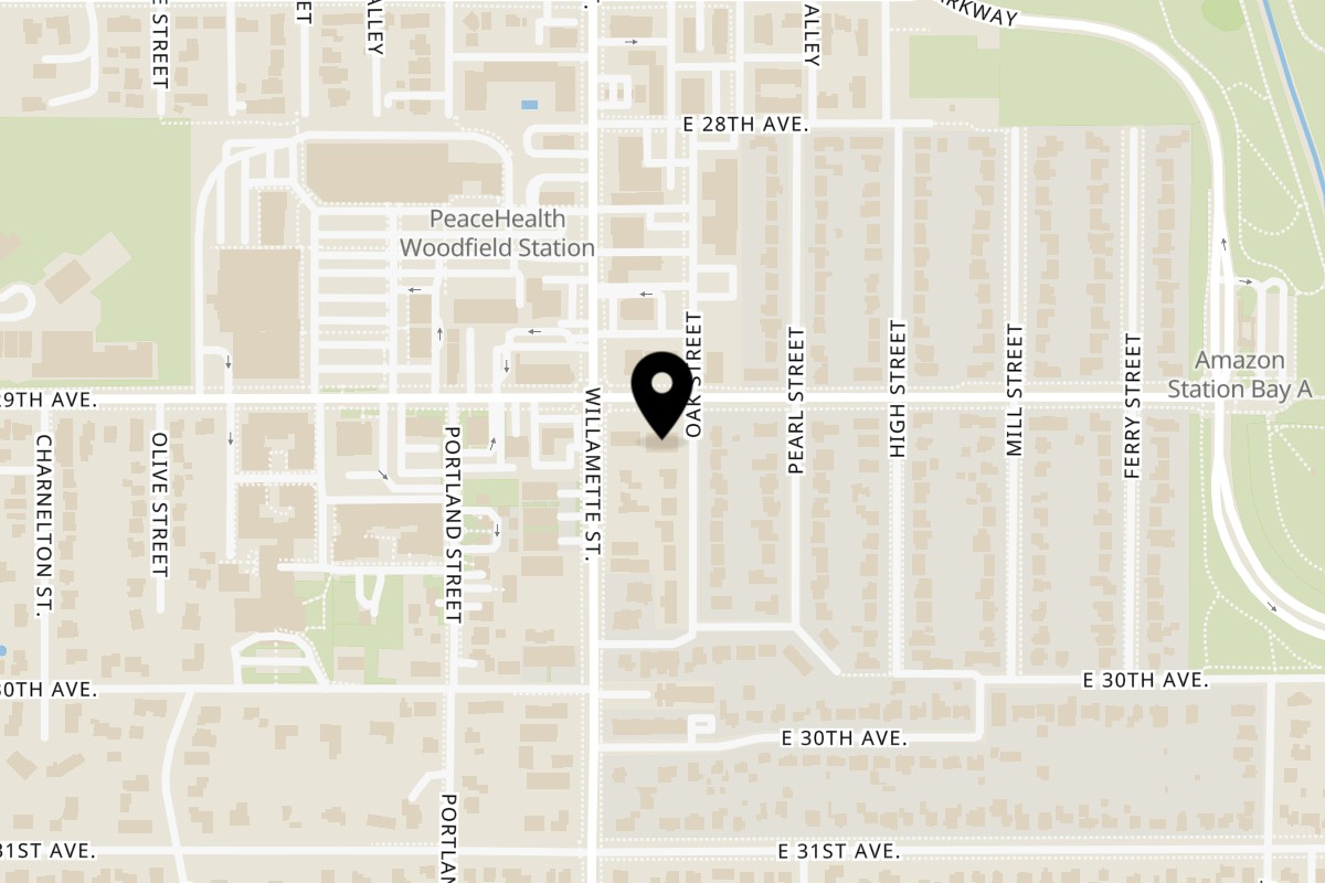 Map showing the location of Tasty Thai Kitchen on 80 E 29th Ave in Eugene